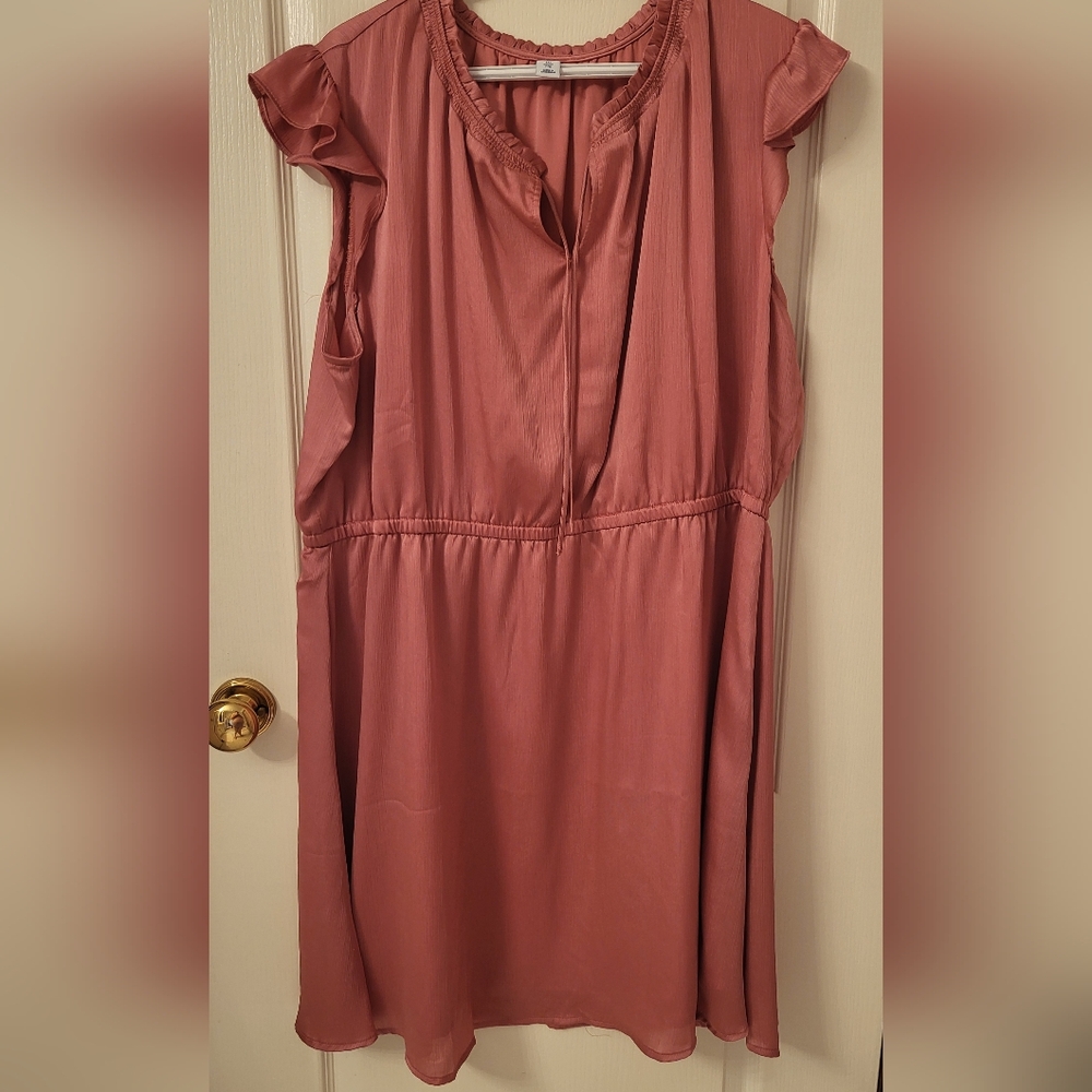 Rose Flutter Sleeve Dress
